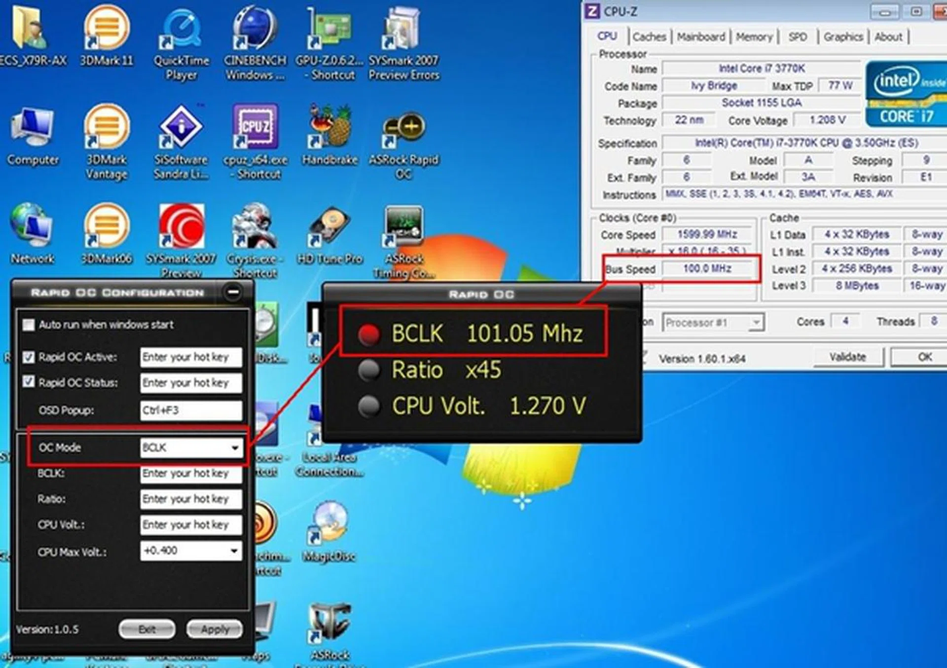We failed to change the bus clock frequency value from its default frequency of 100MHz. This is the same issue we faced when we tried to overclock our test rig with overclocking utility of ASRock Formula OC Drive.