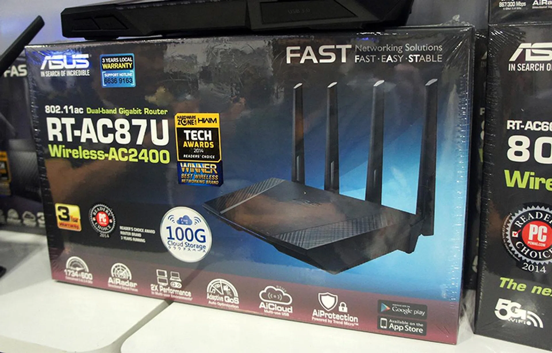 When it comes to sheer speed and performance, the ASUS RT-AC87U router is hard to beat as it offers a maximum throughput of 1734Mbps on its 5GHz band. It is available for $379 (U.P: $399). It also comes with free ASUS Cerberus headphones and McAfee Internet Security software.