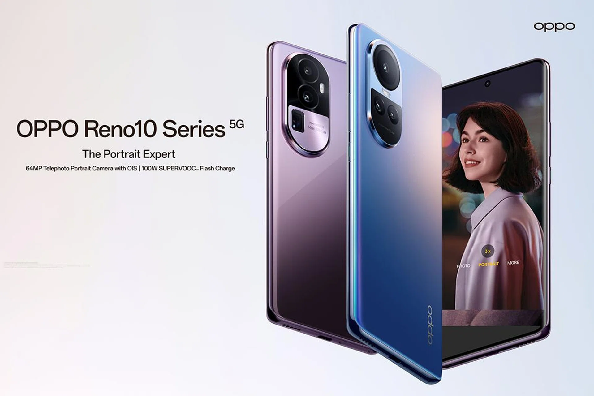Oppo Reno10 5G series, consisting of the Oppo Reno10 5G, Oppo Reno10 Pro 5G, and Oppo Reno10 Pro+ 5G.