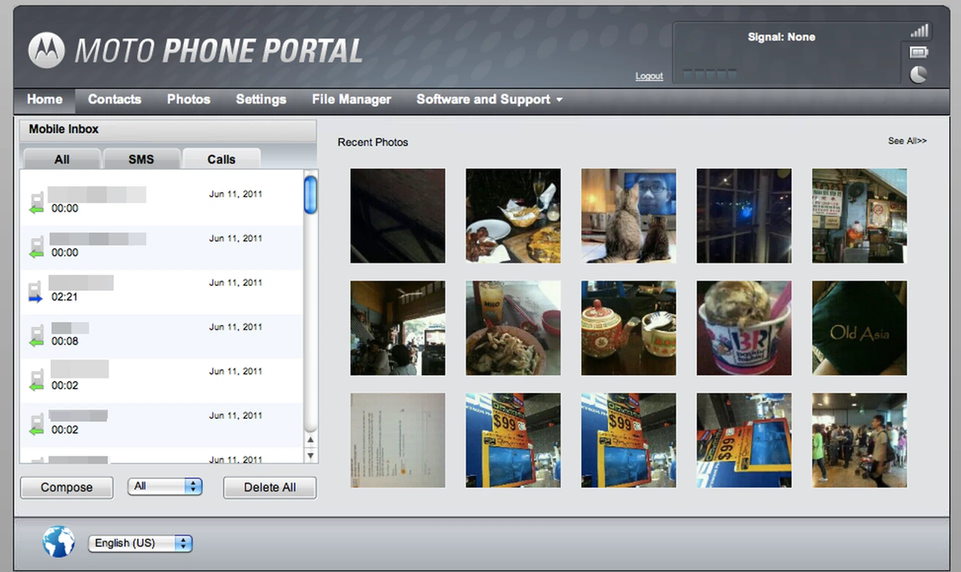 The interface for the Moto Phone Portal allows for a quick glance at your phone’s content.
