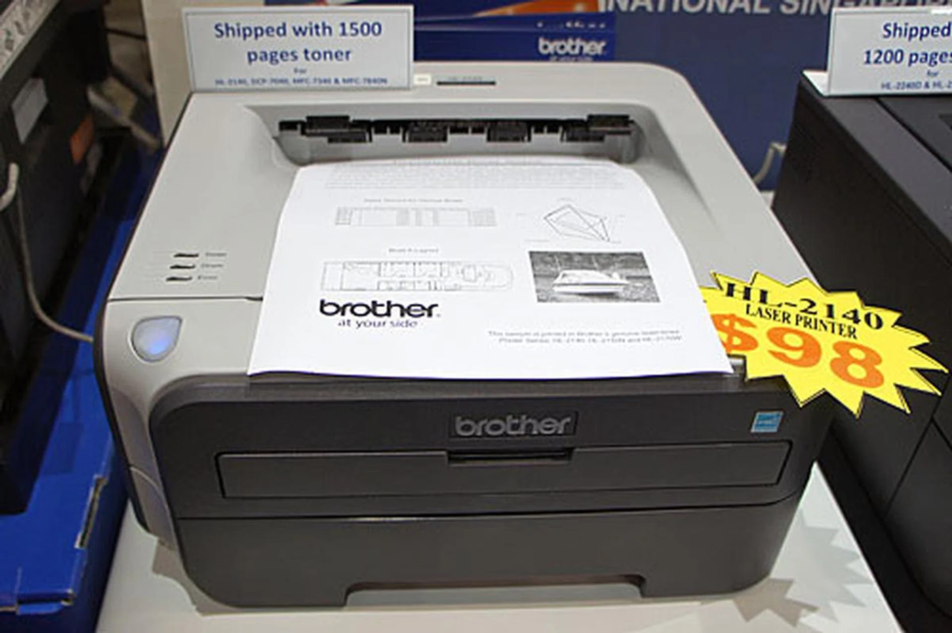 The HL-2140 is a monochrome laser printer with a print speed of up to 22ppm (A4). It’s available for $98 (usual price is $128).