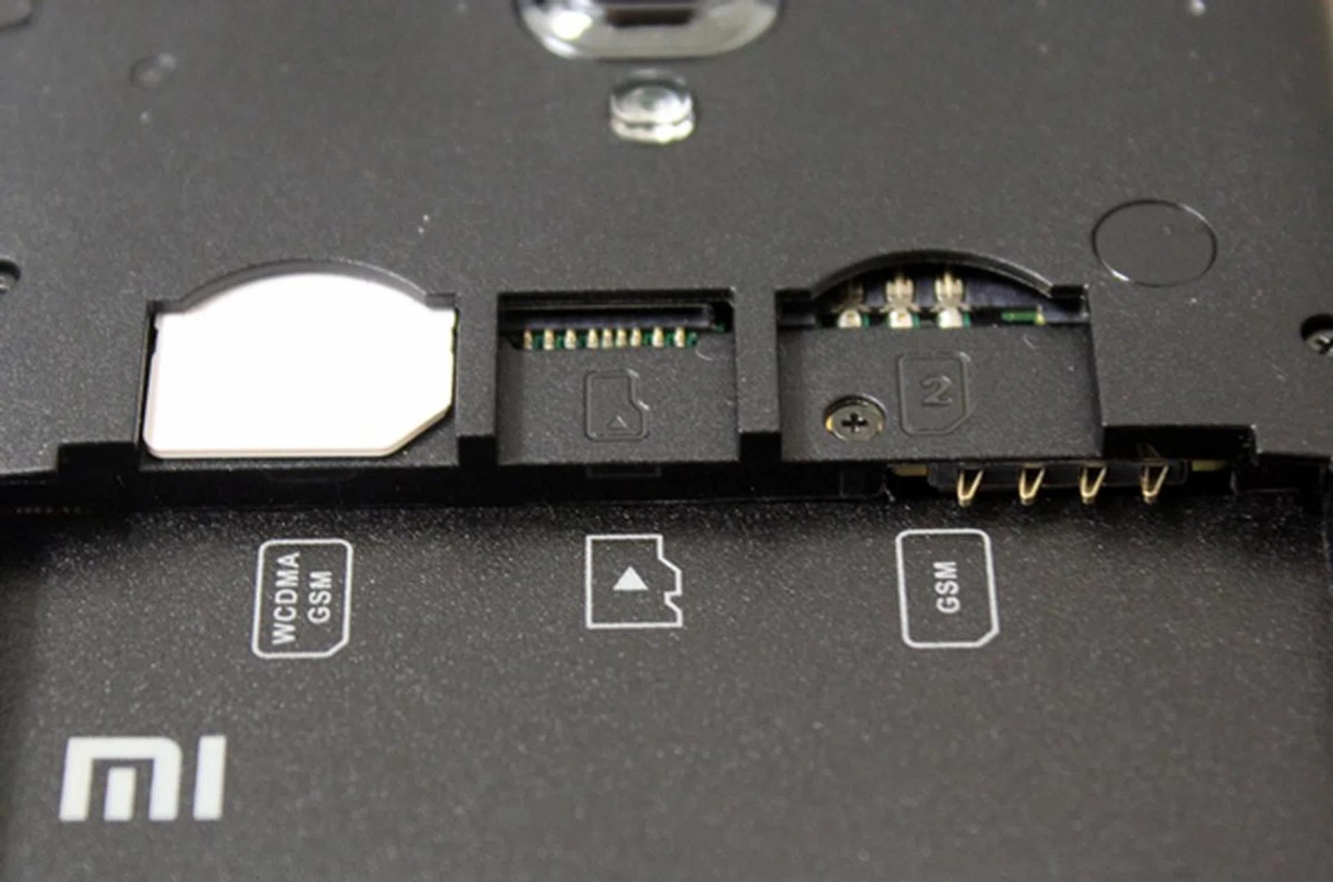 The microSD memory card slot is located in between the two SIM card slots. 