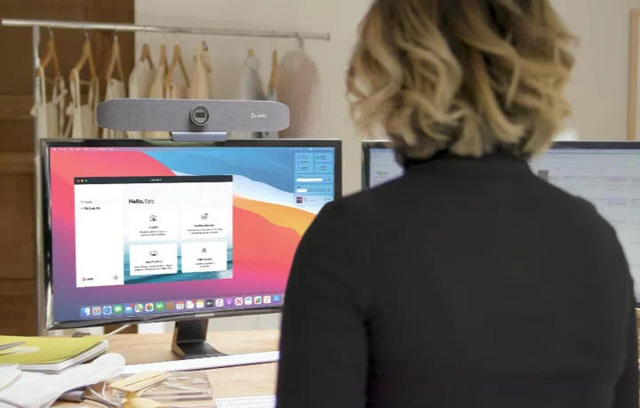 The Poly Studio P15 Personal Video Bar lets you video conference in 4K clarity. Image courtesy of Poly. 