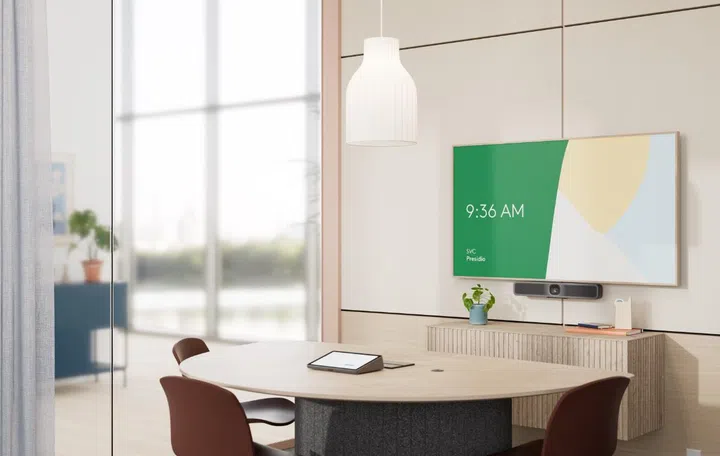 Paired with Logitech Sync and you can show your corporate logo on the screen. Image source: Logitech.