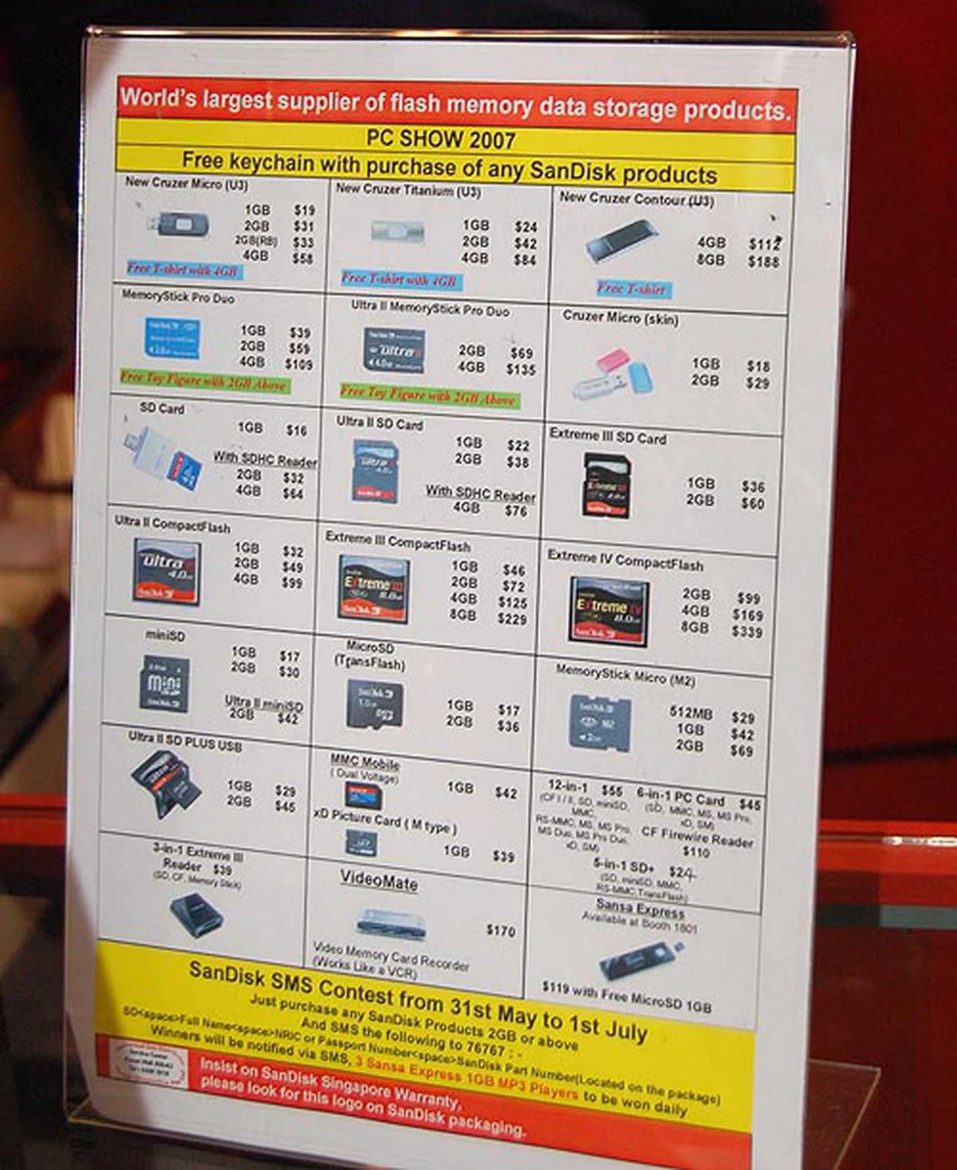  Memory prices are really competitive at tradeshows like PC Show 2007. Of course a picture like the one above from Sandisk's booth speaks a thousand words - or two.  