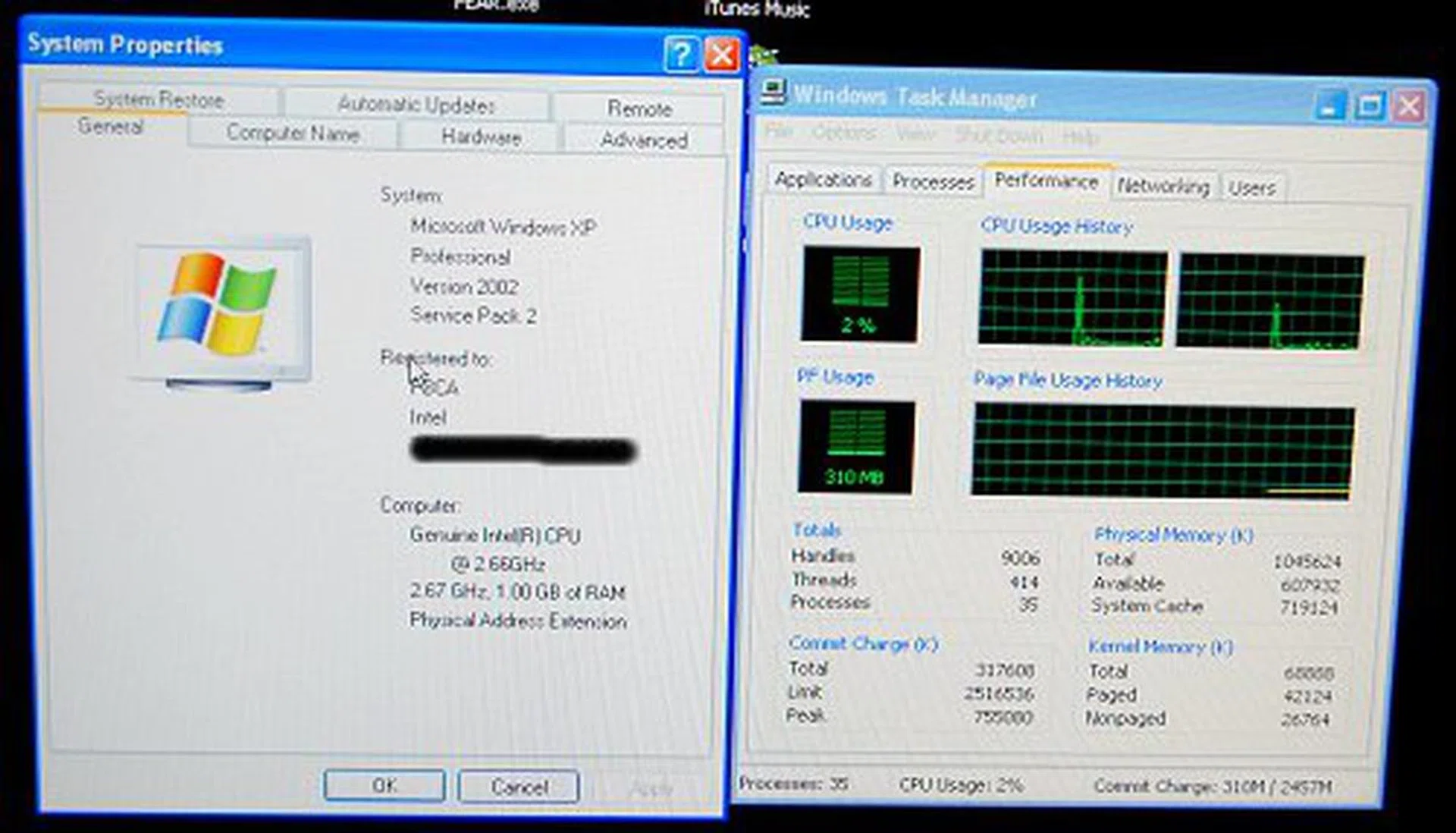 Intel Conroe processor test bed system properties.