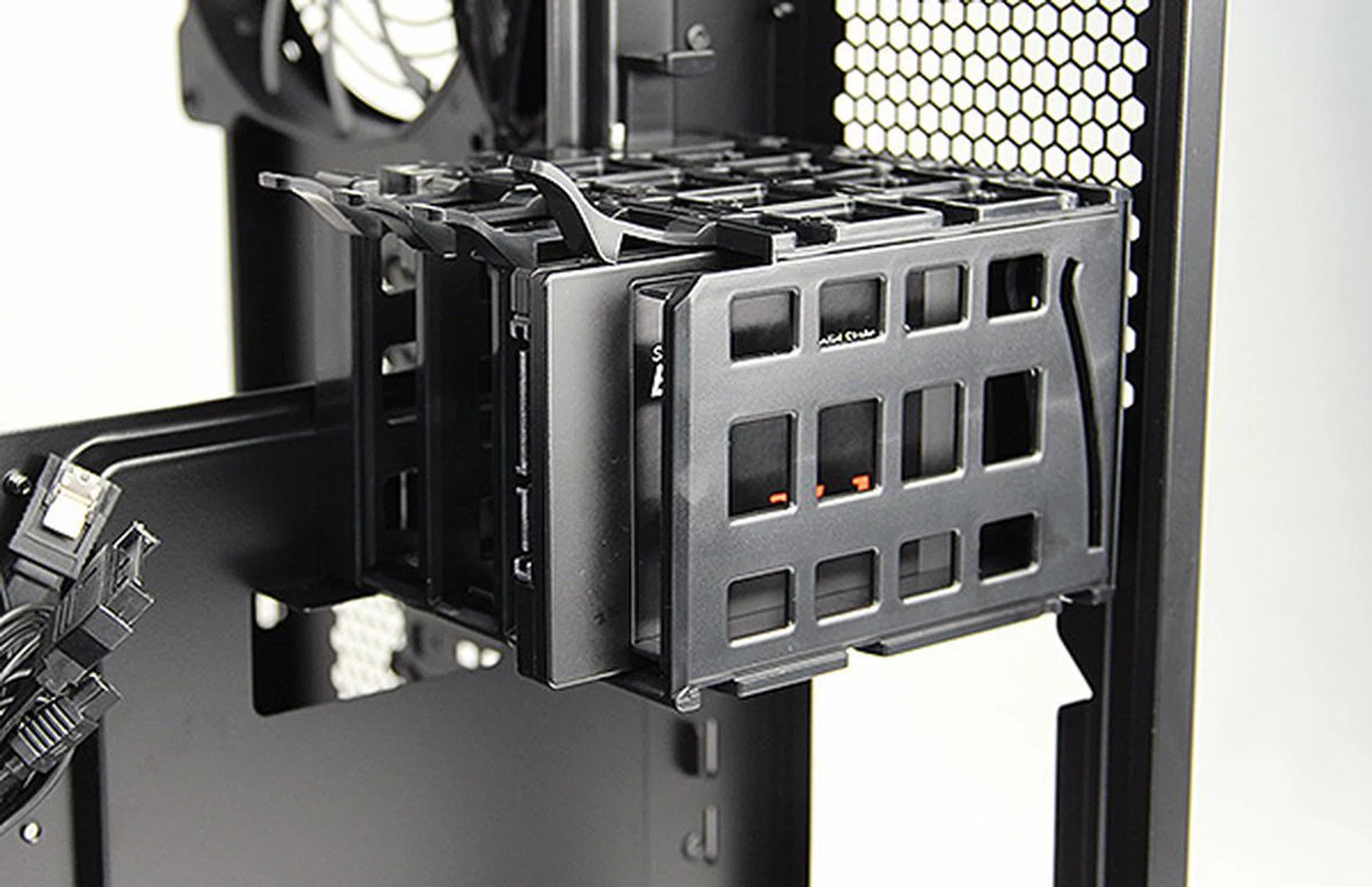 The SSD cage holds up to four 2.5-inch SSDs or hard drives.