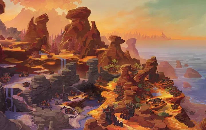 What the Horde Housing zone could look like, with its design inspired by Durotar. Photo: Blizzard.