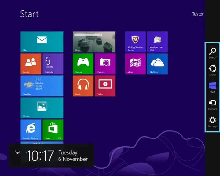 The charms menu may be going away in Windows 9