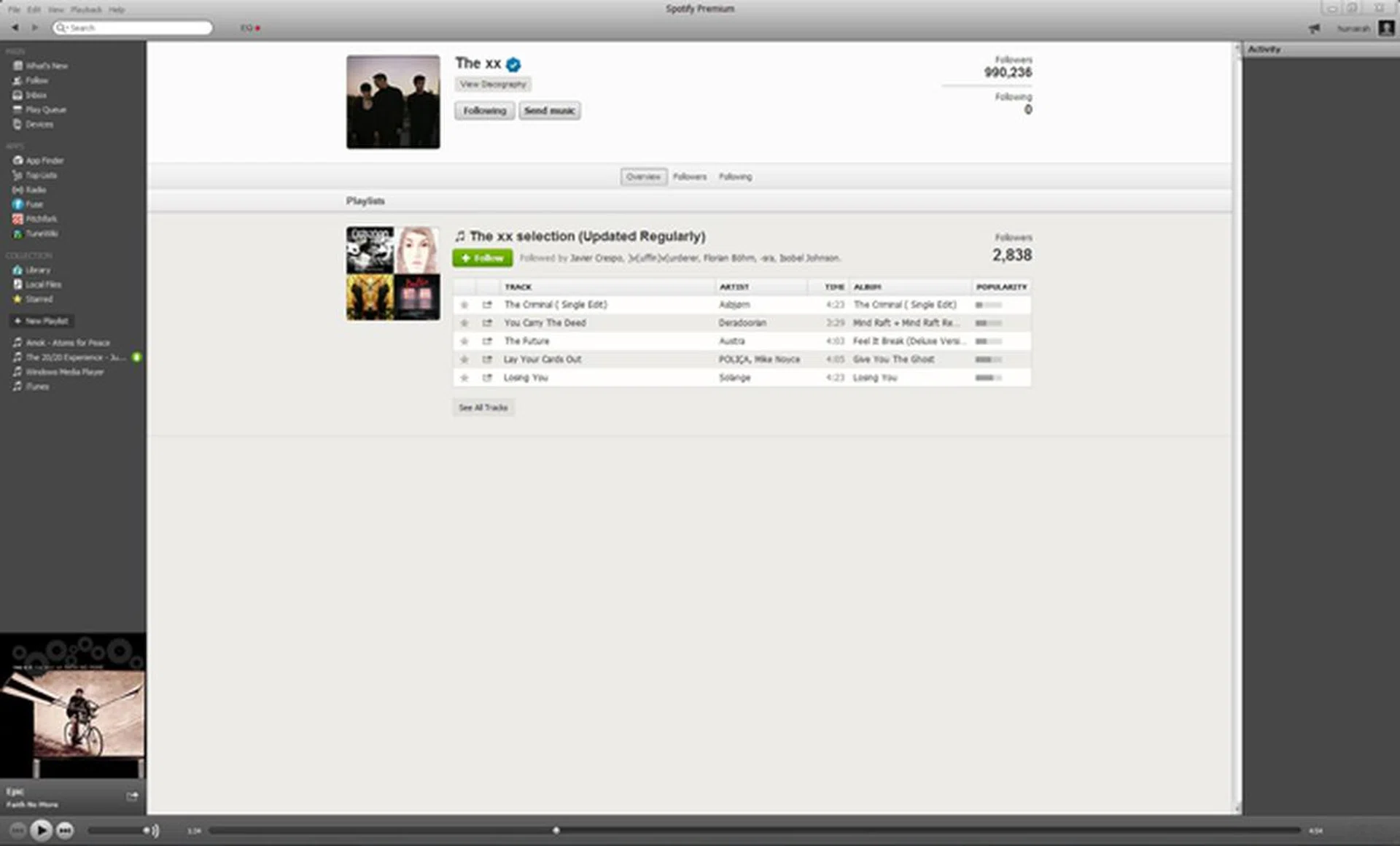 This image shows the benefits of following people on Spotify. The XX have shared a playlist of some of their favorite tracks.