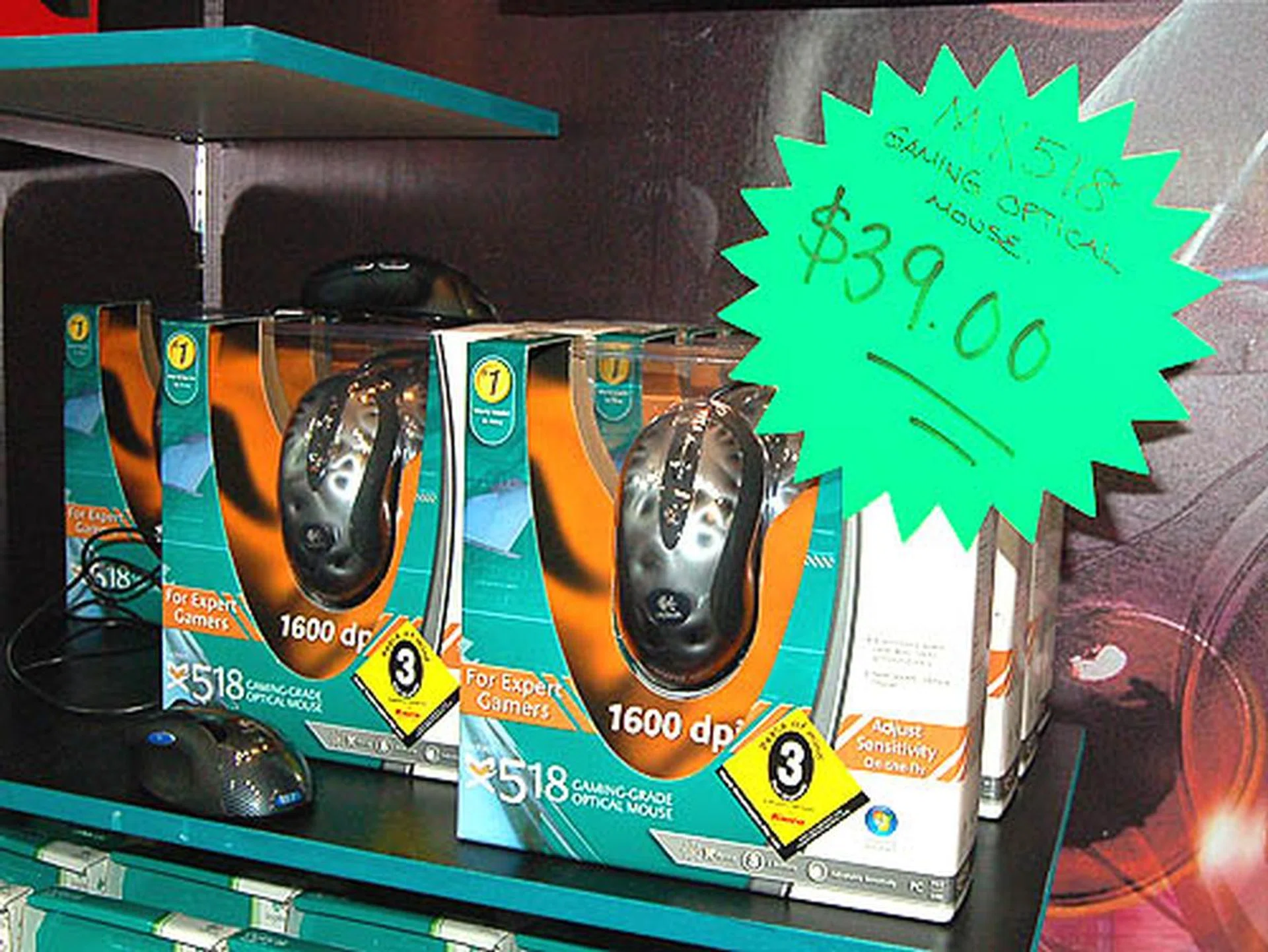  The hottest buy there is most likely the MX-518 mouse that was thought to have been extinct. At S$39, itï¿½s definitely a steal! Last we saw, the mice were literally flying off the shelves. In fact, we got a few for ourselves. In case the mice at this booth runs out, Kaira's booth (6601) also sells these mice at a similar price.  