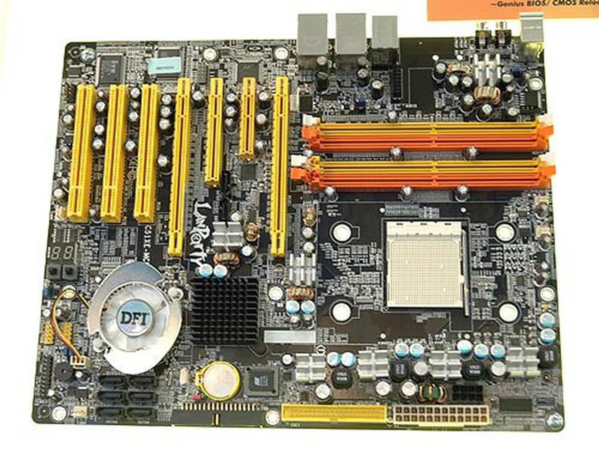 The new DFI LP UT MCP55-D2R is a gamer's board designed for SLI graphics. Based on the NVIDIA C51D and MCP55P chipset, the board offers support for the new Socket M2 processors and two PCIe x16 graphics slots. The board uses 100% Japanese capacitors for the best in reliability as well as featuring DFI's unique Karajan eight-channel audio. The board comes with eight SATA 3G RAID ports, dual Gigabit LAN ports and IEEE 1394a support.