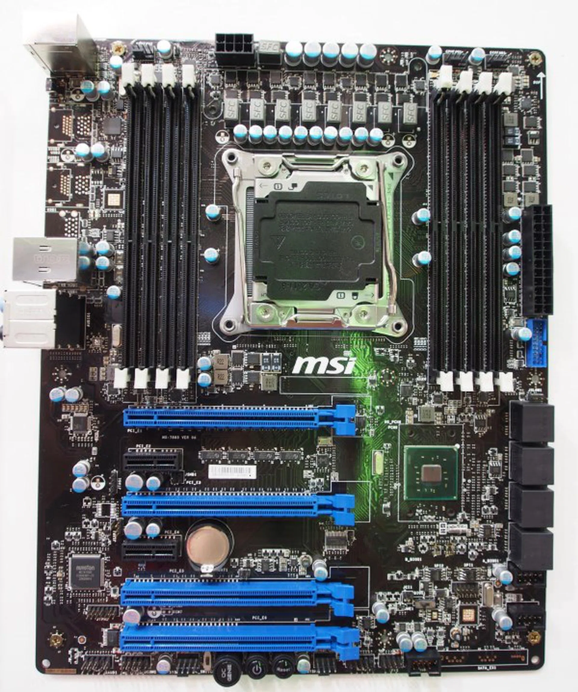 Early look at MSI's X99 Haswell-E board design.