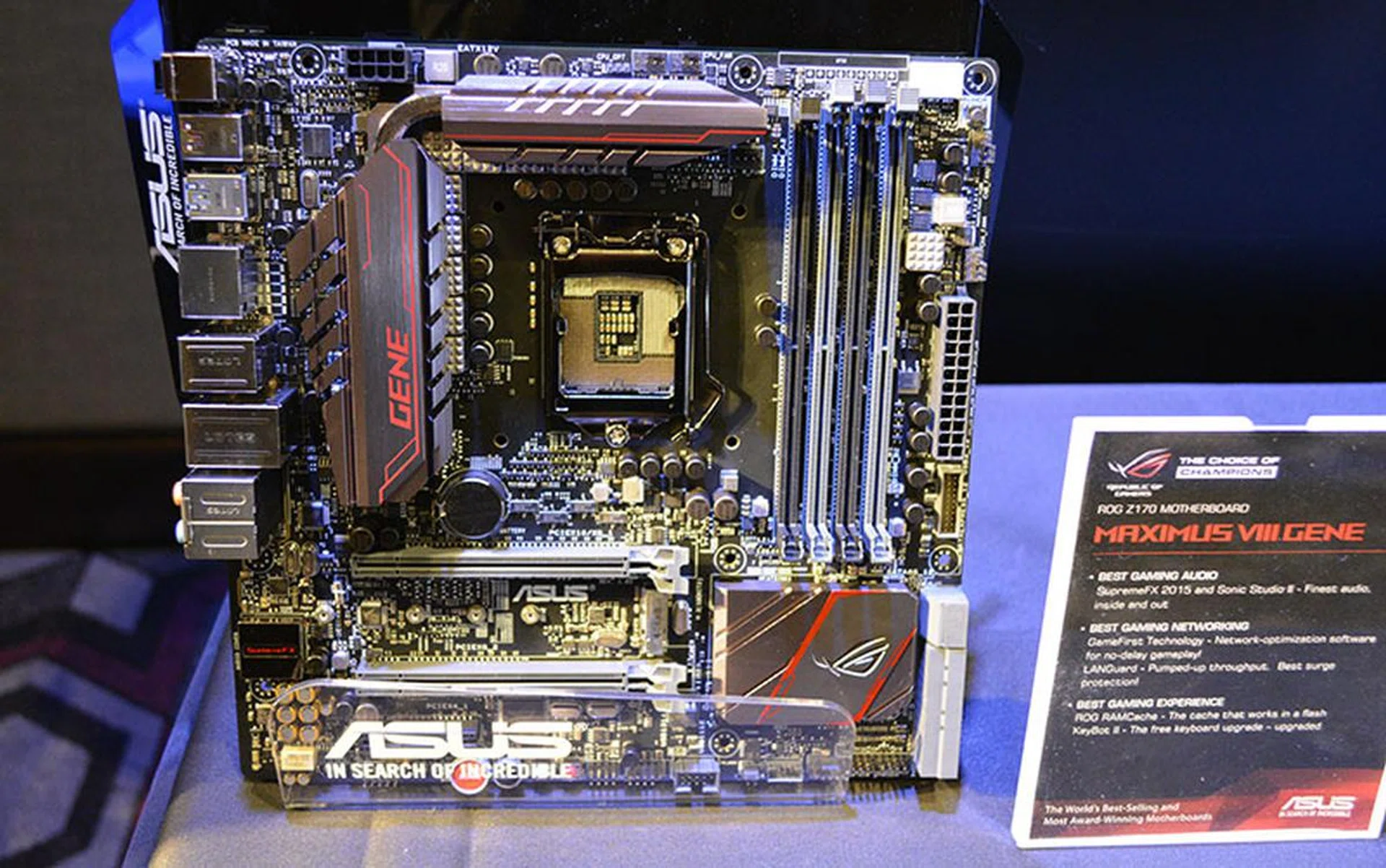The Maximus VIII Gene is a micro-ATX board that offers ROG features to small system builders.