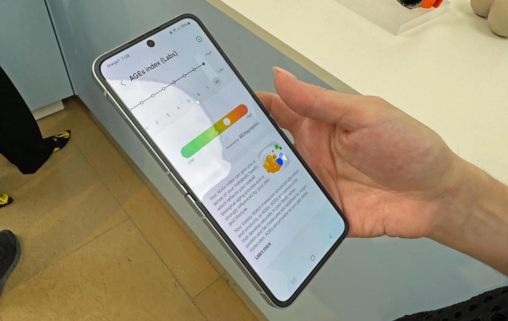 Preview of the new AGEs Index from the updated BIoActive sensor. Photo: HWZ