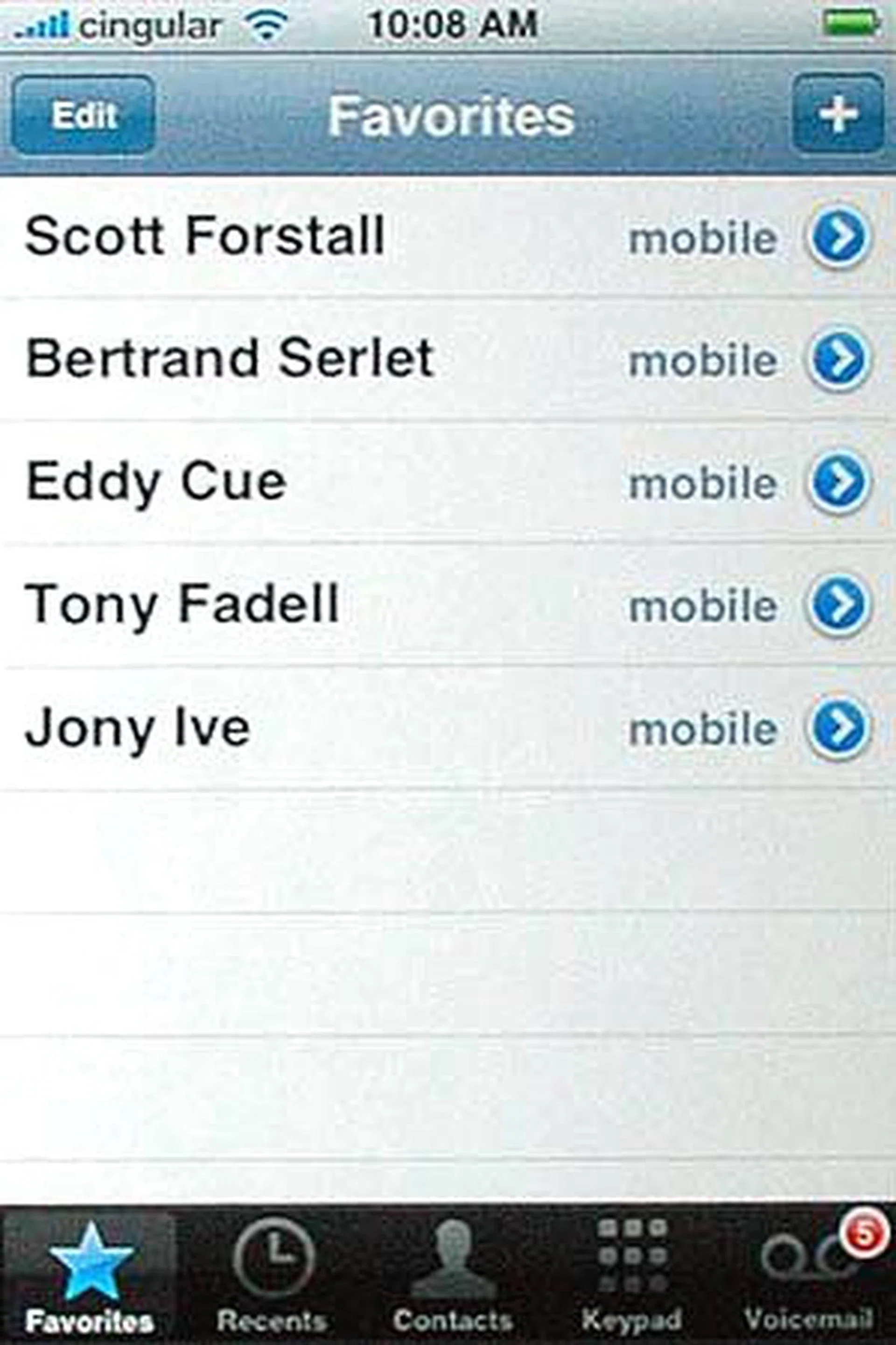 Other than the Recents list, you can add your contacts to the Favorites list – just like songs!