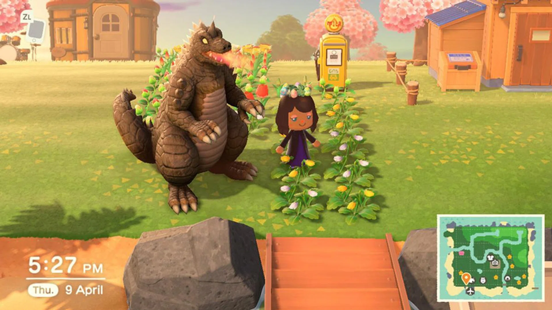There is so much potential in how you want your island to look. People have made detailed Japanese cities and zen-themed bamboo villages. I plonked a Godzilla by the entrance and planted some flowers. You can do whatever you want!