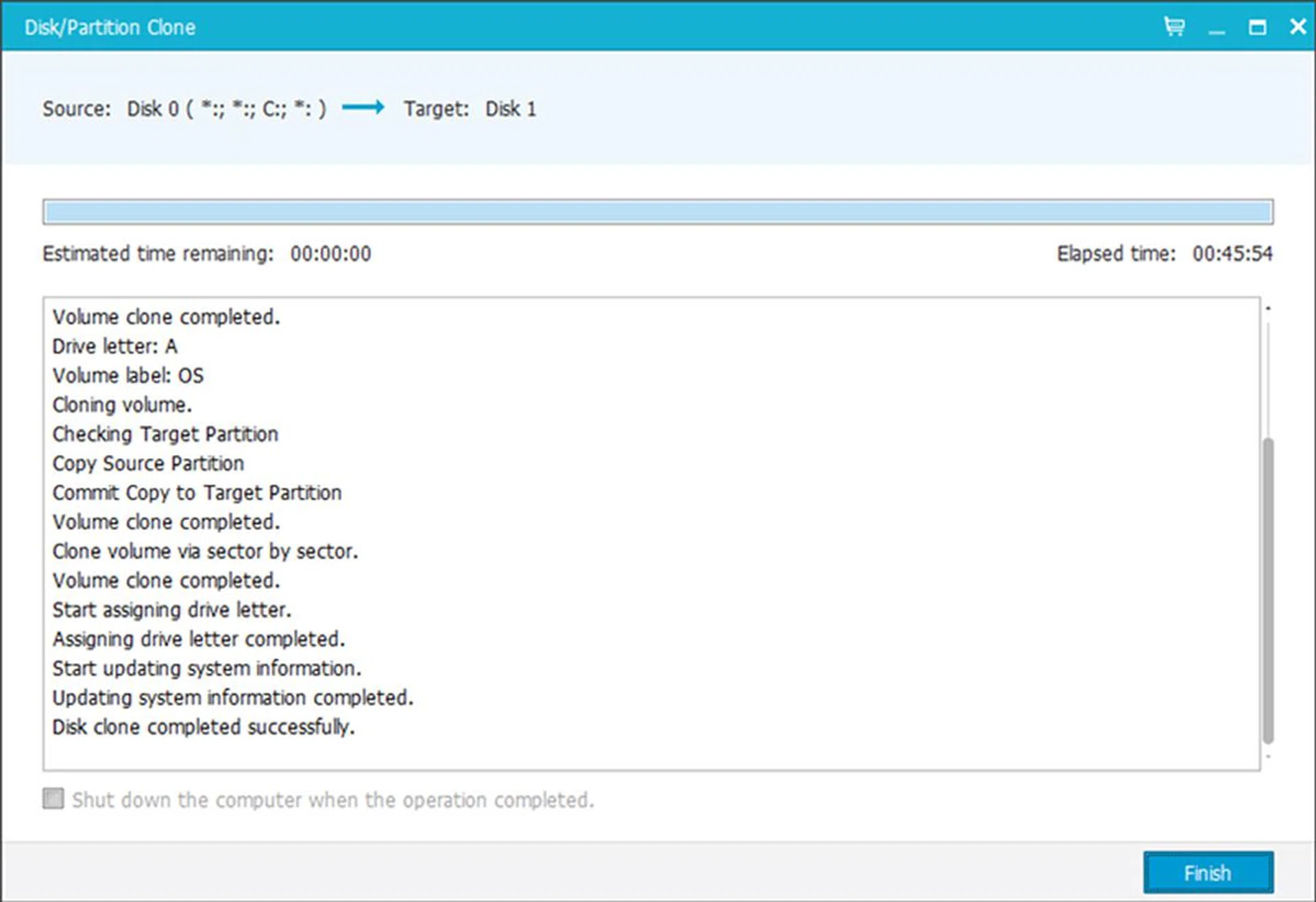 Cloning has started and will take anywhere from a few minutes to hours depending on your drives.