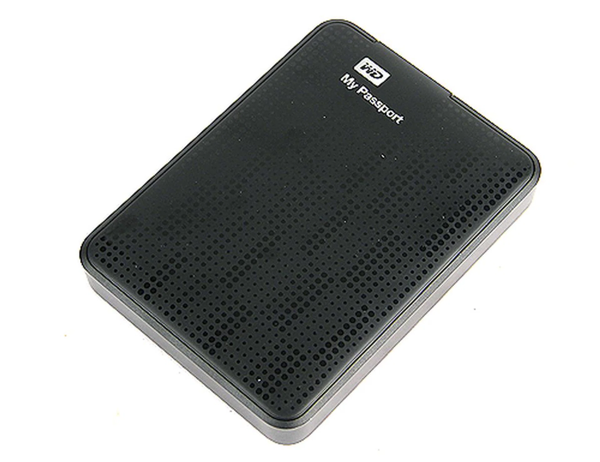 The Western Digital My Passport drive might be chunky, but it is the "shortest" of the drives, making it easy to carry. It also has an interesting, rubber-like surface with matrix patterns.