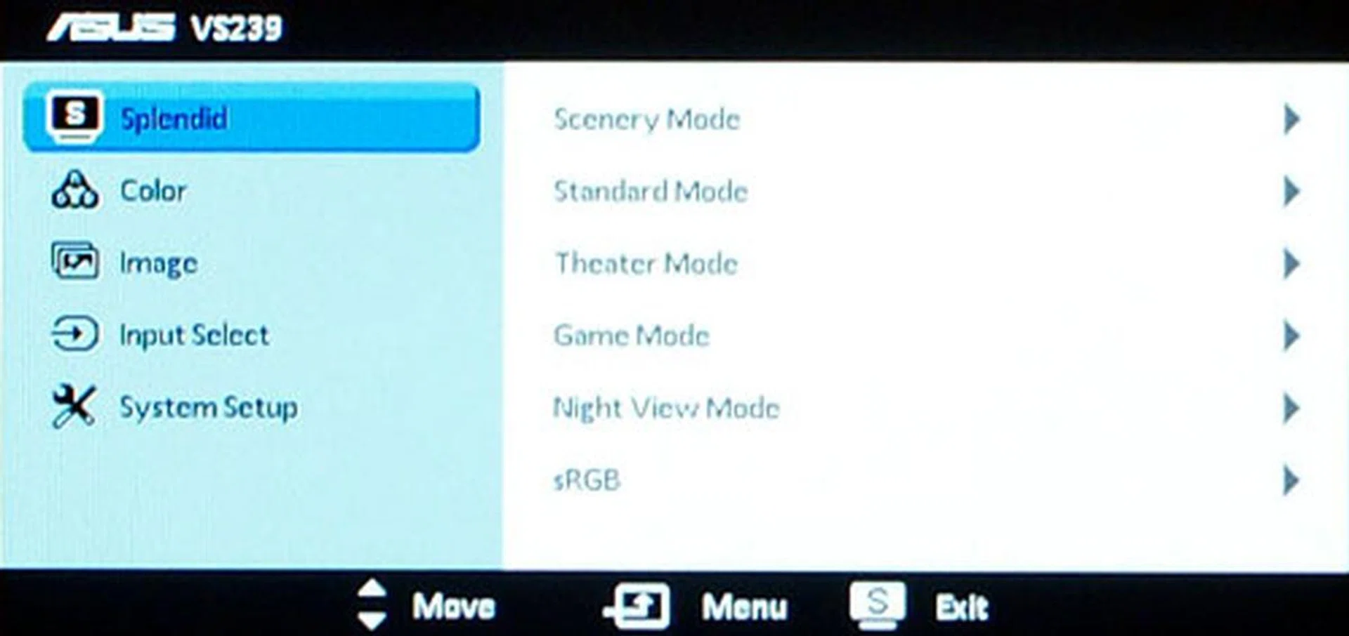 There is a total of six video preset modes.