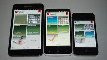 Left to right: Samsung Galaxy Note, HTC One X and the Apple iPhone 4.