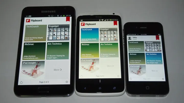Left to right: Samsung Galaxy Note, HTC One X and the Apple iPhone 4.