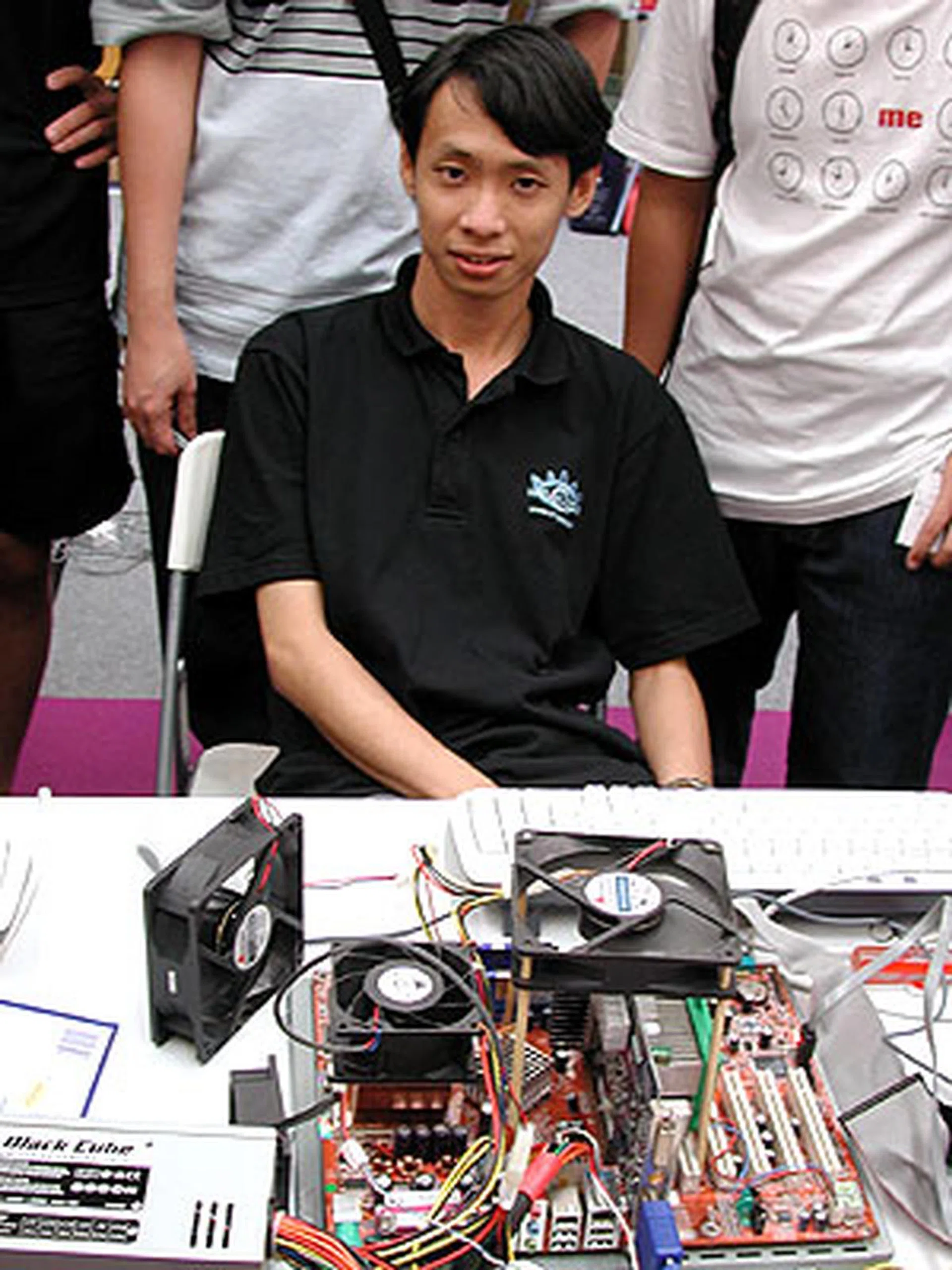 The contestant, robotech, getting all ready to overclock his system.