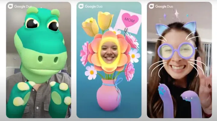 Family mode in Google Duo allows you to use fun effects and masks. 