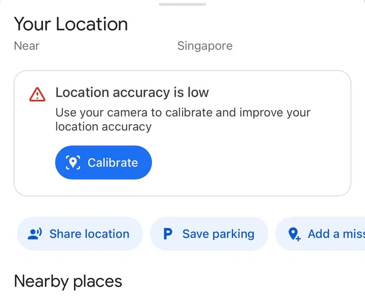 The submenu you get when you tap your blue dot, at the time of publishing. More features will be added here.