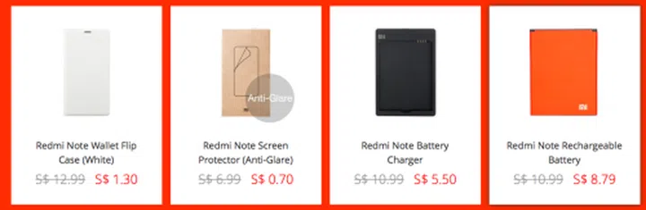 Redmi Note users can grab these accessories at huge discounts on April 8. <br> Image source: Mi Singapore