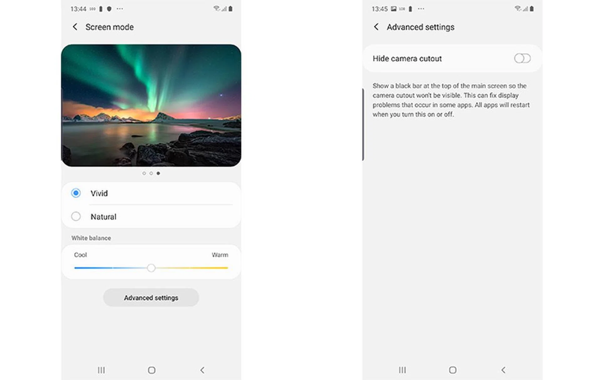 The screen options let you easily adjust colours and hide the camera notch.