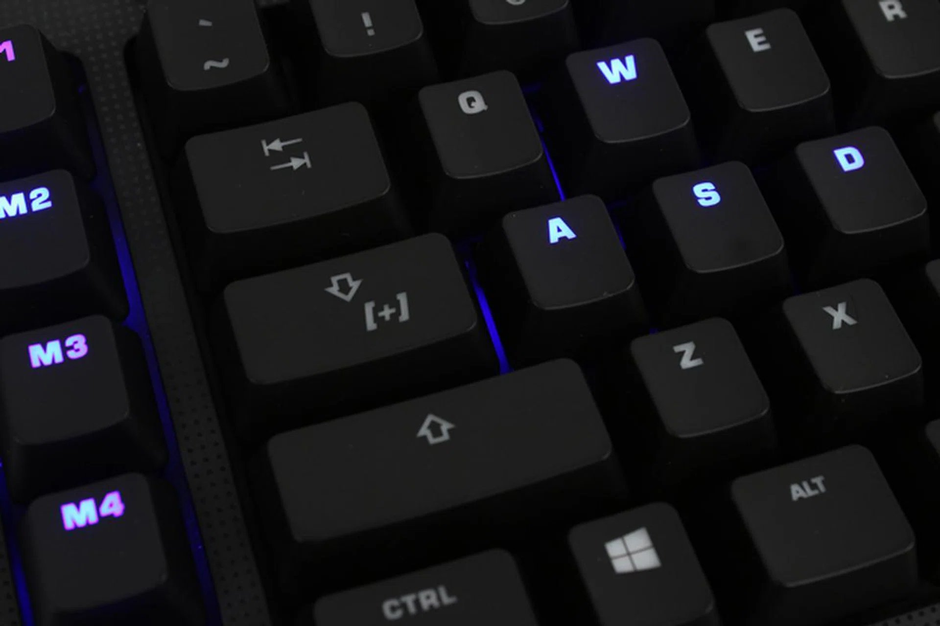 The caps lock key doubles up as the EasyShift modifier key.