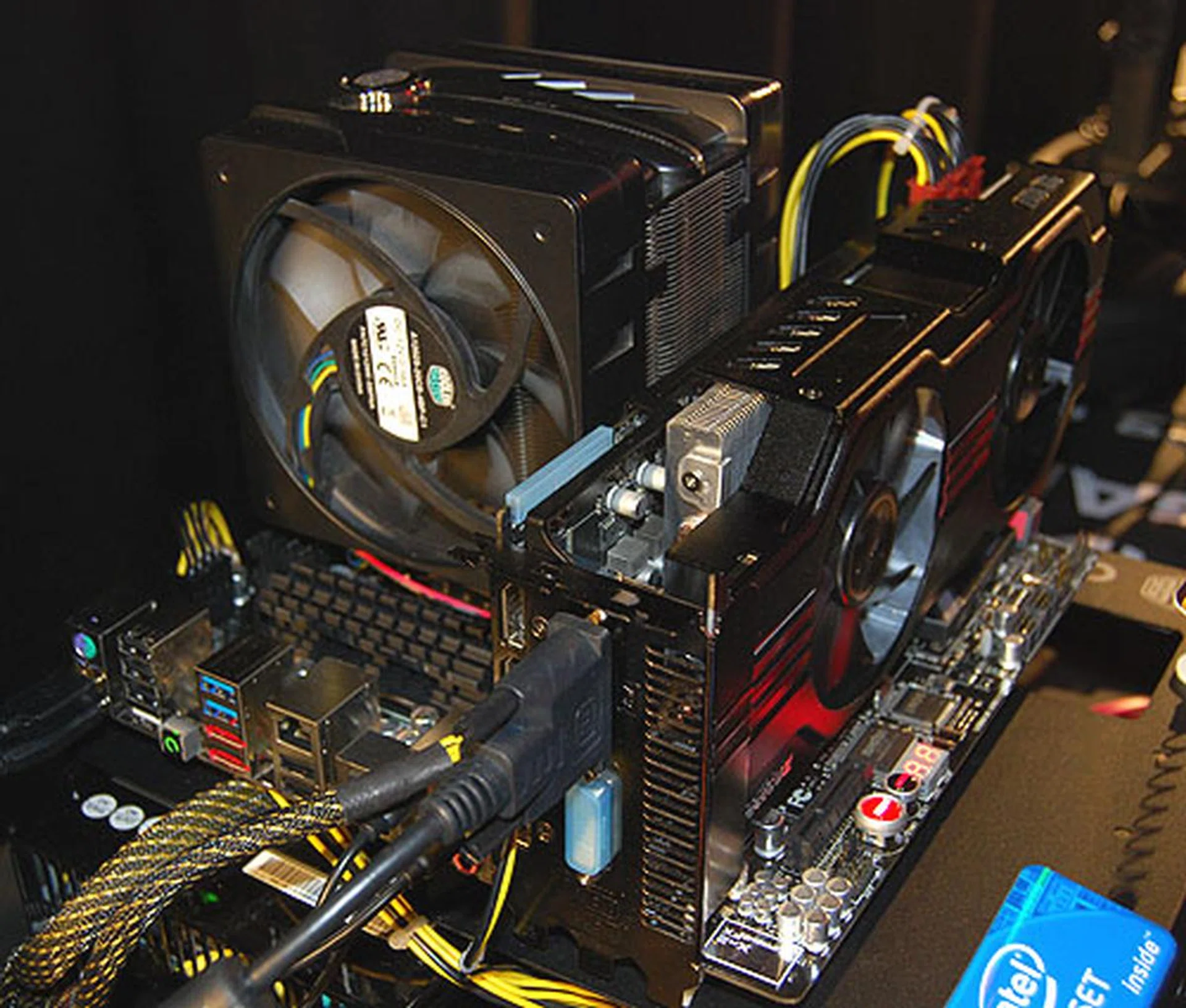 The other ROG Maximus IV board is the Gene-Z, which like the Extreme-Z, is based on the Z68 chipset. It's a mATX board that continues the ROG Gene tradition, which should delight those who like their systems small and powerful. As you can see, huge graphics cards aren't an issue for this board.