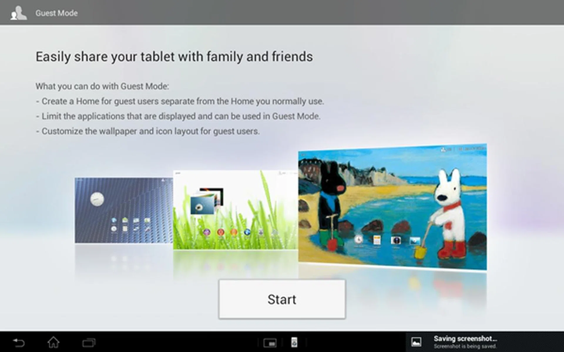 Guest Mode enables you to create multiple user accounts on the Sony Xperia Tablet S.