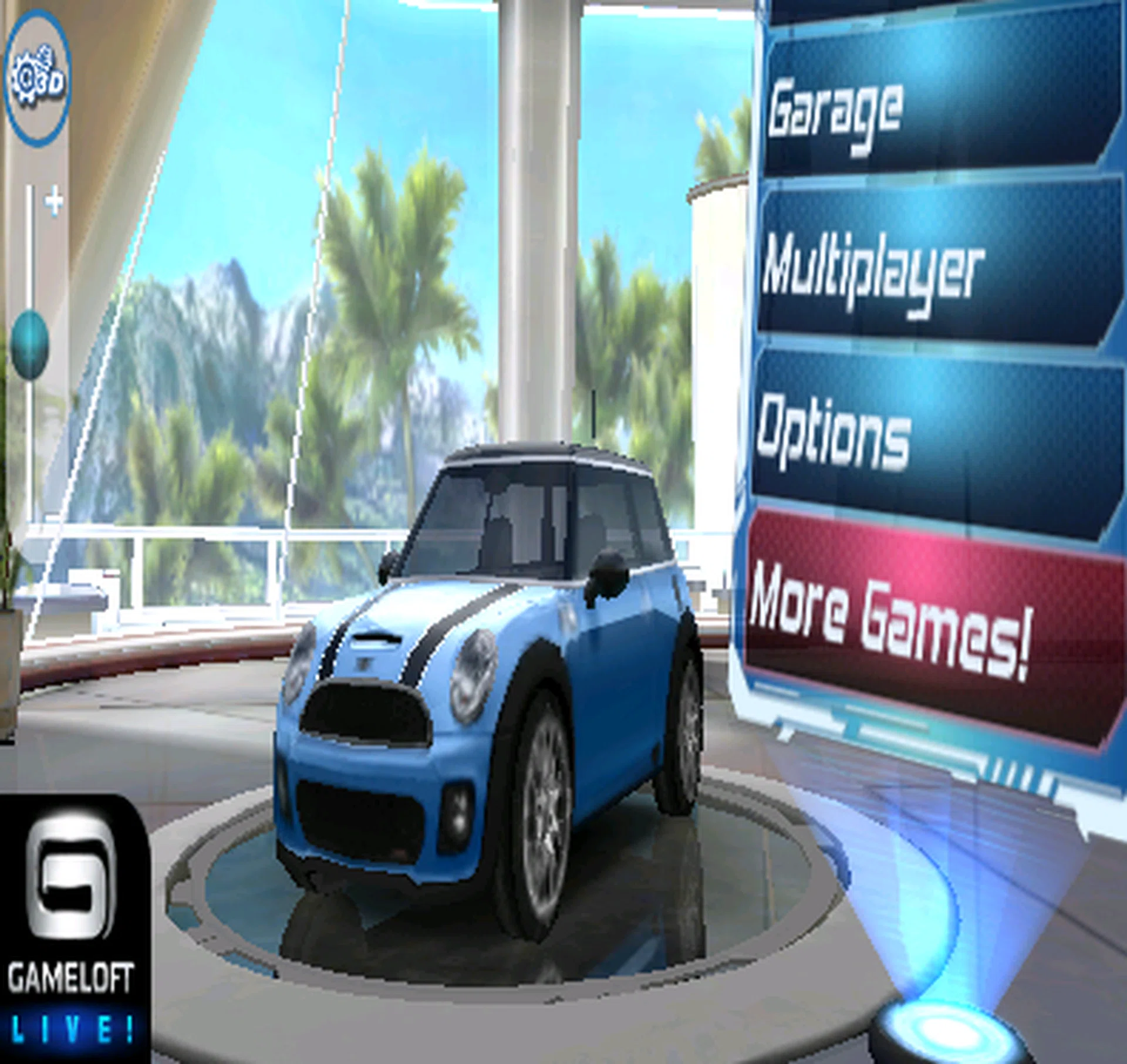 You can adjust the depth of 3D effect in-game through a slider on the side, as seen in Asphalt 6.