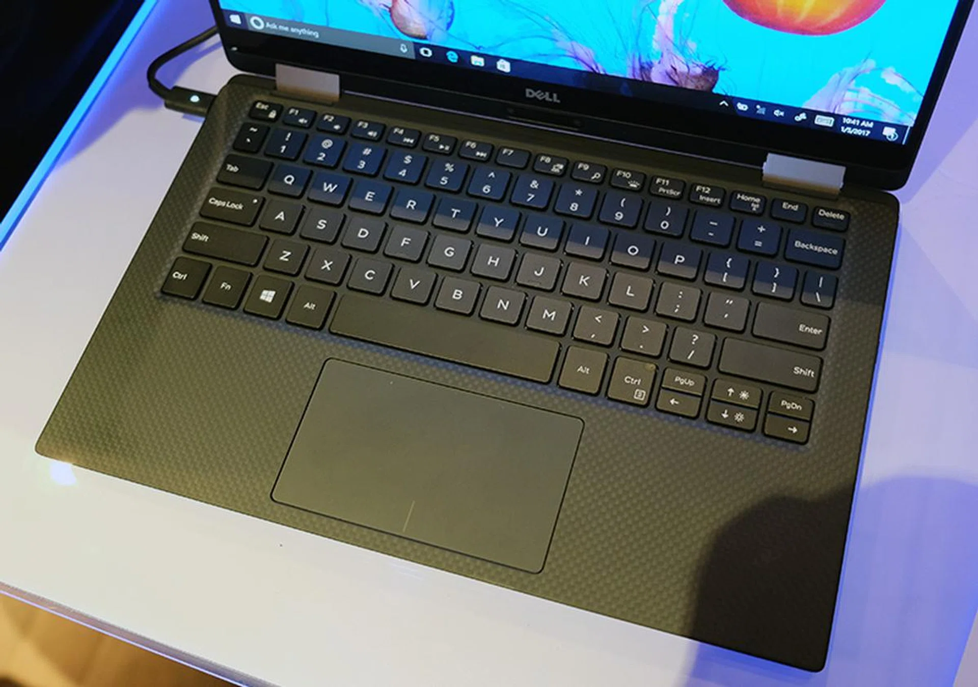The XPS 13 2-in-1 has a sizable trackpad and a keyboard with full-sized keys.