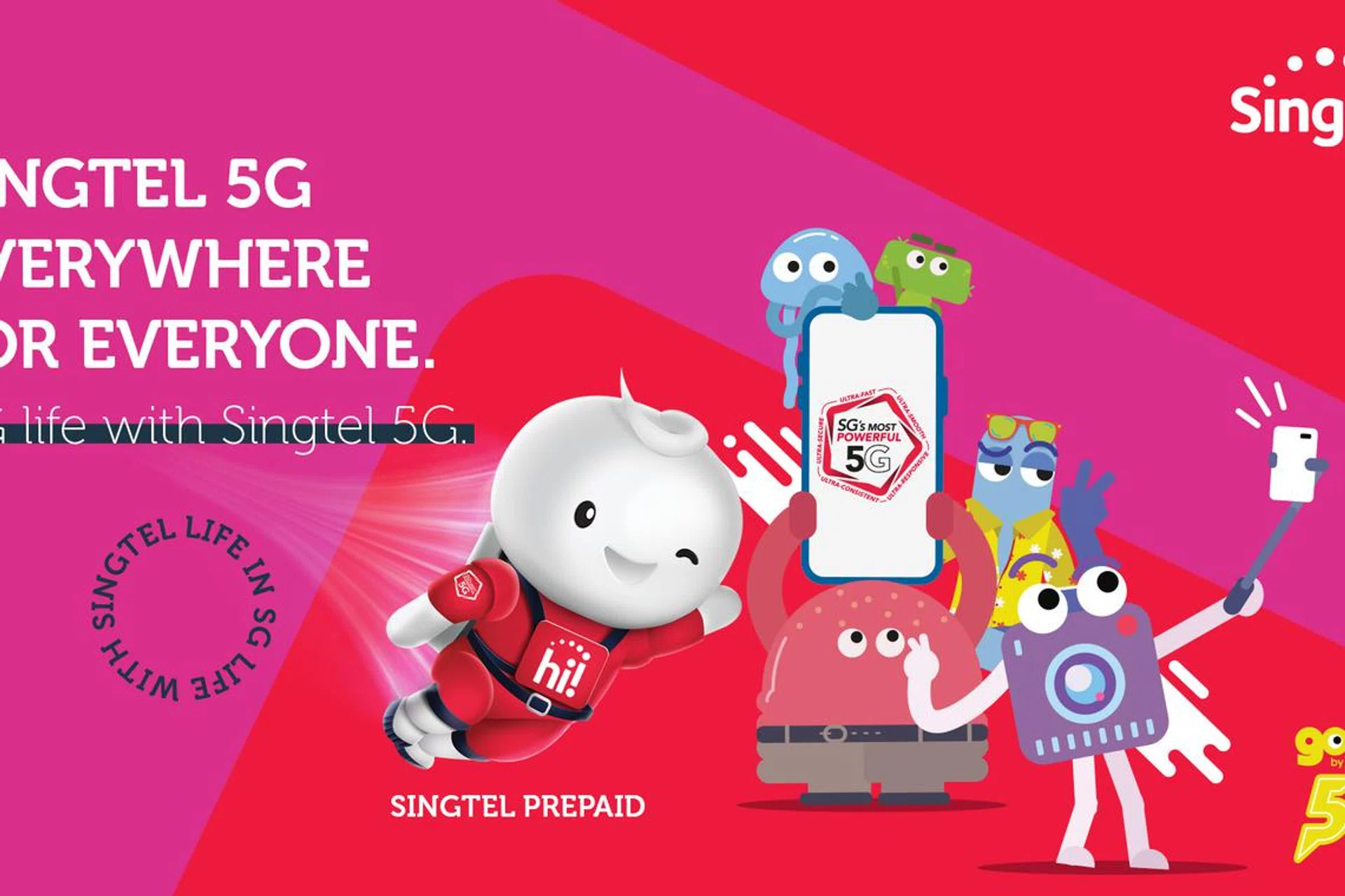 Singtel celebrates National Day with 5G services, now available on prepaid and GOMO plans. Image credit: Singtel.