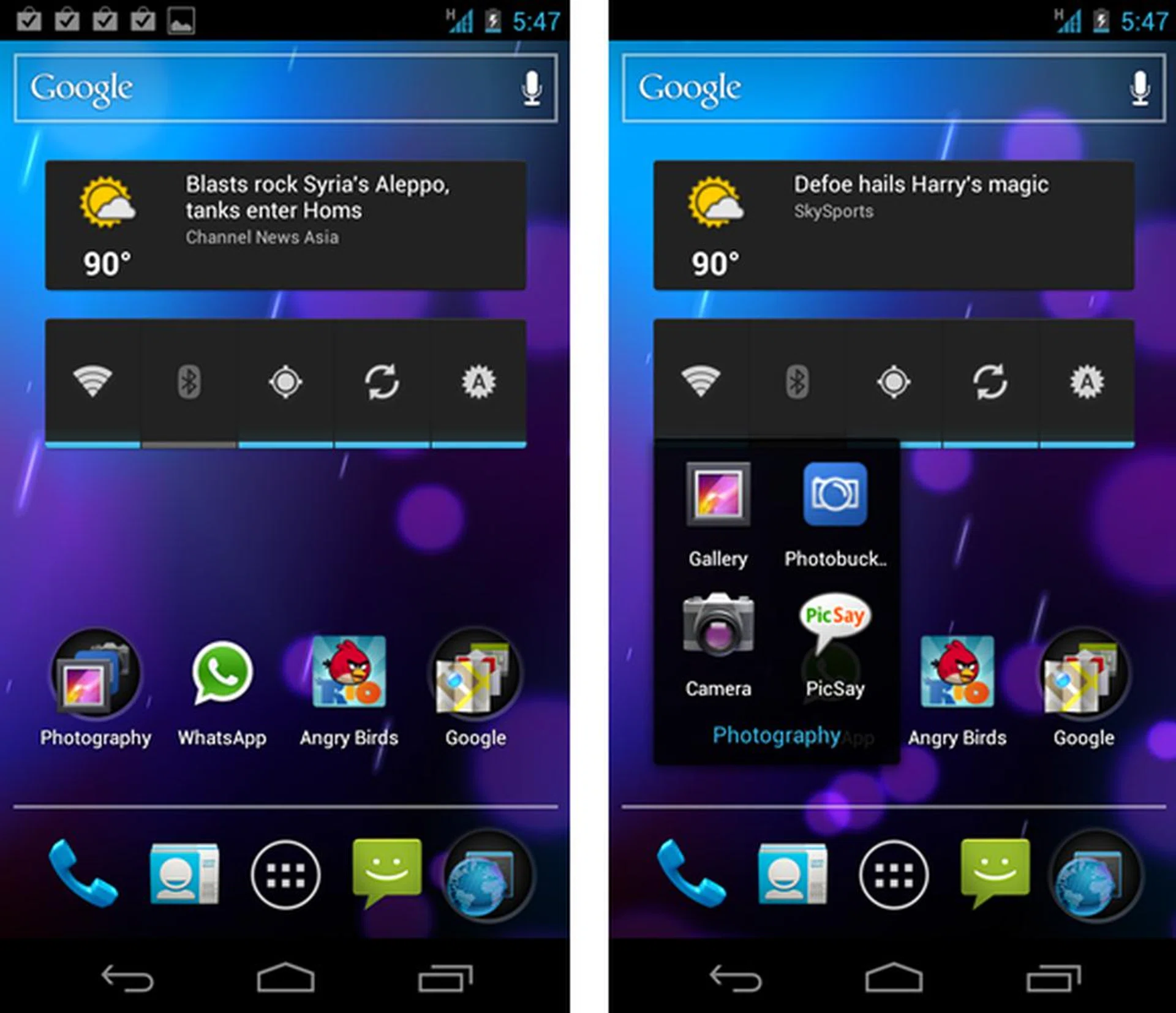 Create folders by simply dropping app icons onto one another.