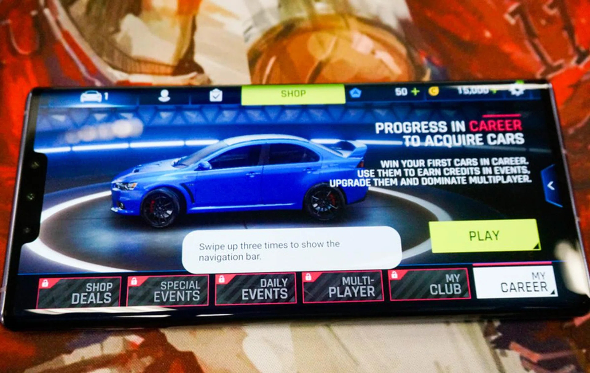 Trying to swipe up three times in game mode is difficult to say the least.