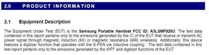 Screengrab of FCC listing showing S Pen support for the Galaxy Z Fold3.