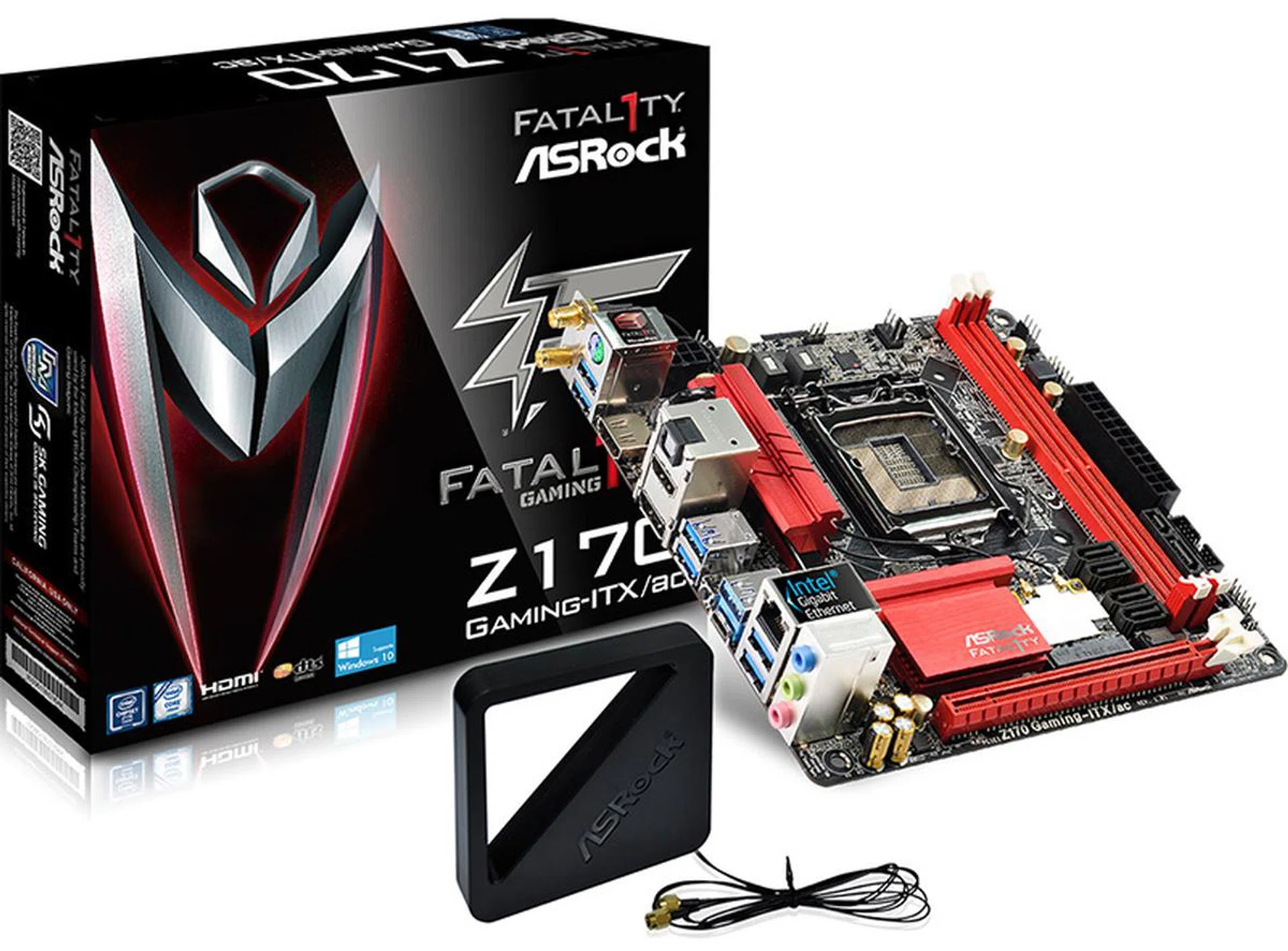 The 2x2 dual-band Wi-Fi and Bluetooth module attaches to the rear I/O panel. (Image Source: ASRock)