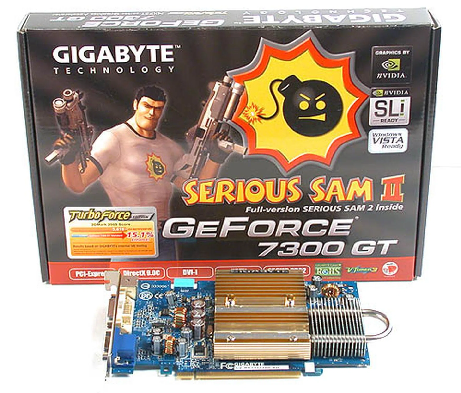 Gigabyte has gone with the Serious Sam II theme for its packaging that will certainly catch the eye of gamers.
