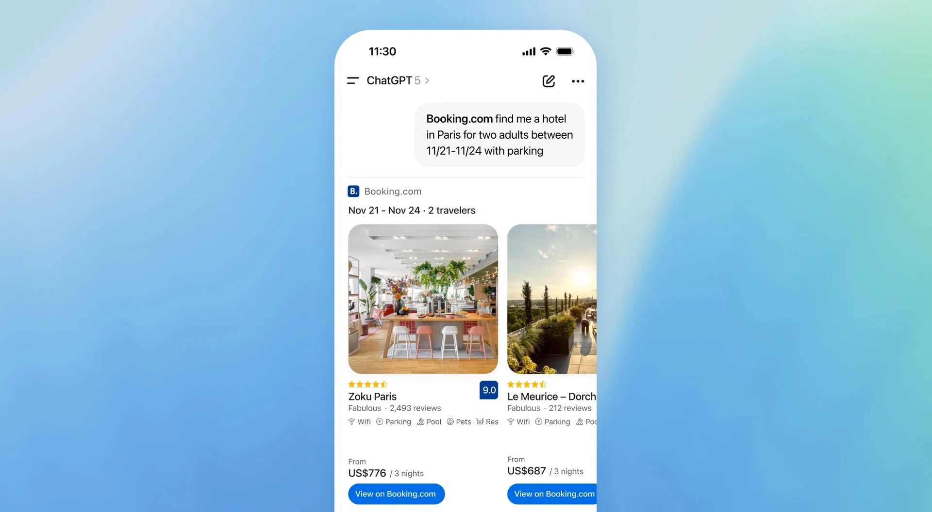 ChatGPT with Booking.com