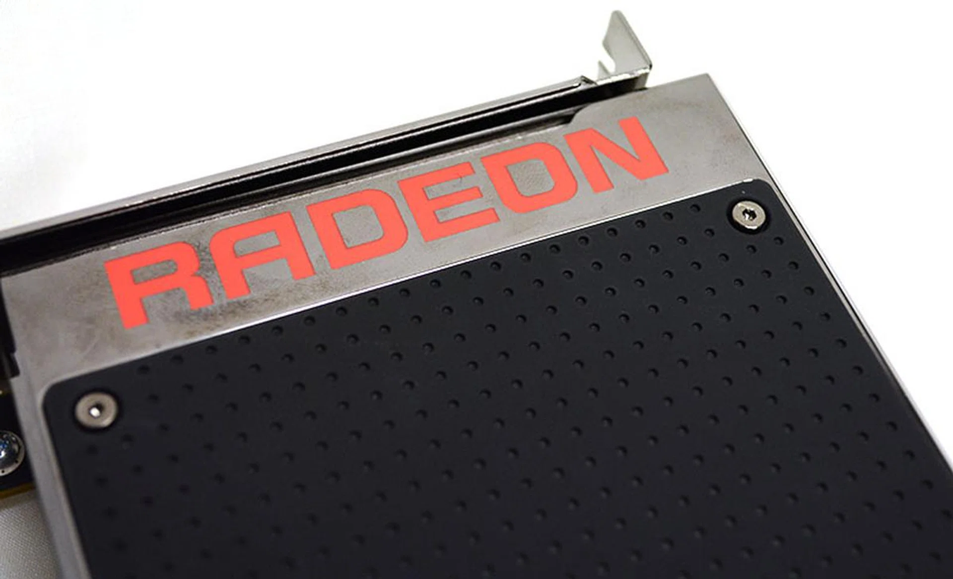 The Fury X's aluminium black casing is complemented by nickel-plated chrome with the Radeon logo.