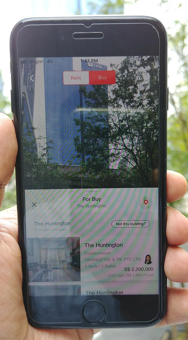 3) Tap on the blue home icon of interest and you'll see partial screen of listings to get a quick idea of what options are in sight.