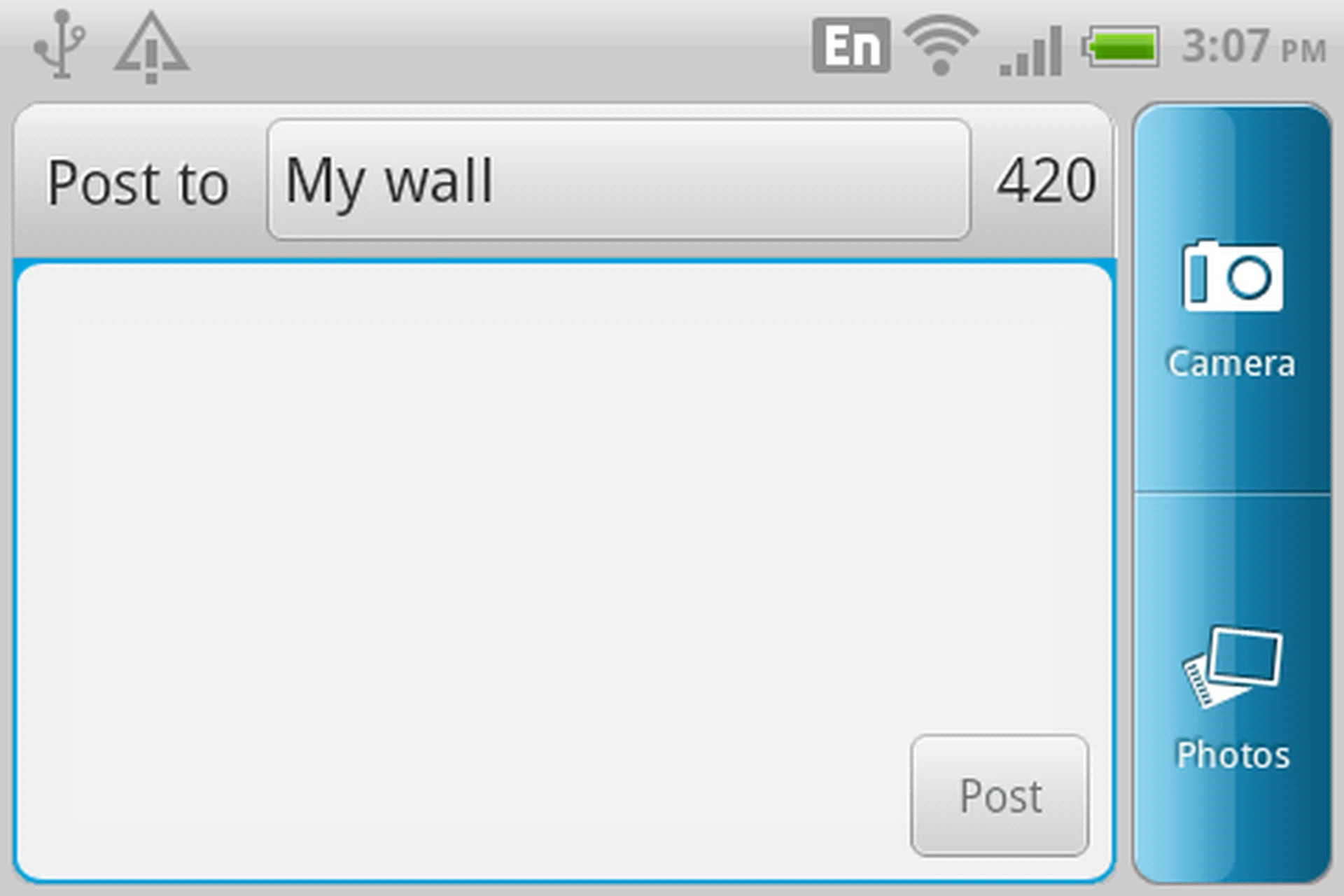 For Facebook addicts, the button allows you to instantly post an status update with a single press.