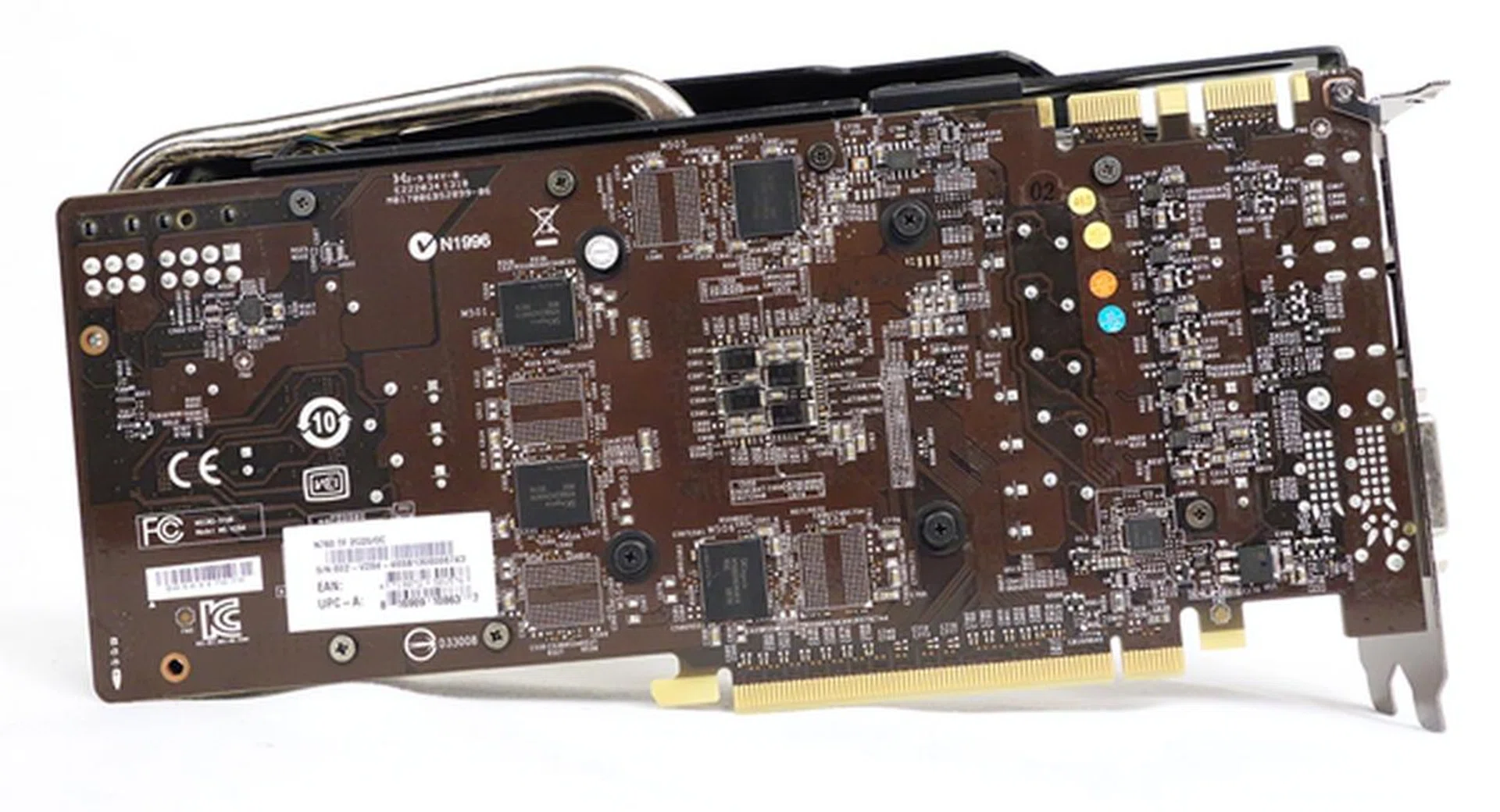 The MSI GTX 780 card's PCB is a light brown color and it doesn't have a back plate like the ASUS card.