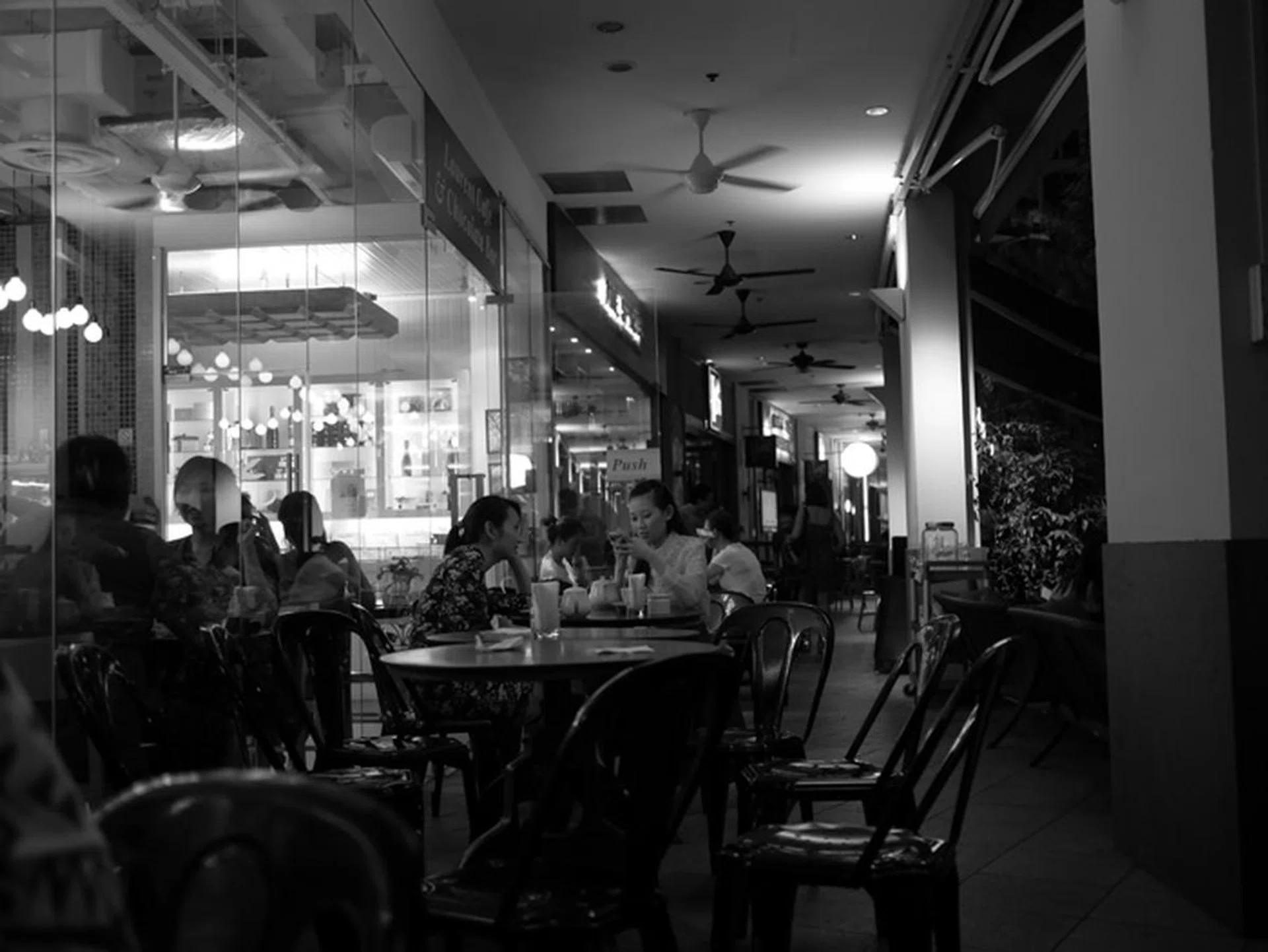 f/1.7 at 40mm, 1/60 sec, ISO 640 (black and white filter applied in-camera).