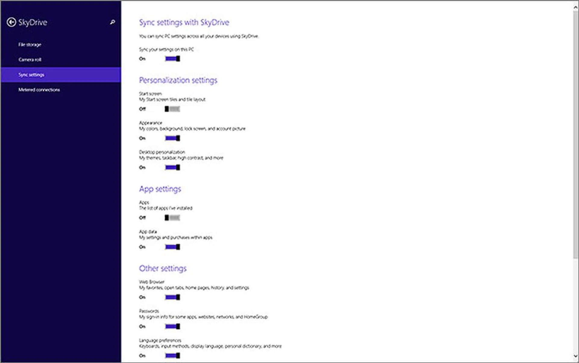Compared to Windows 8, Windows 8.1 has more sync settings to configure. Thankfully, they're well organized.