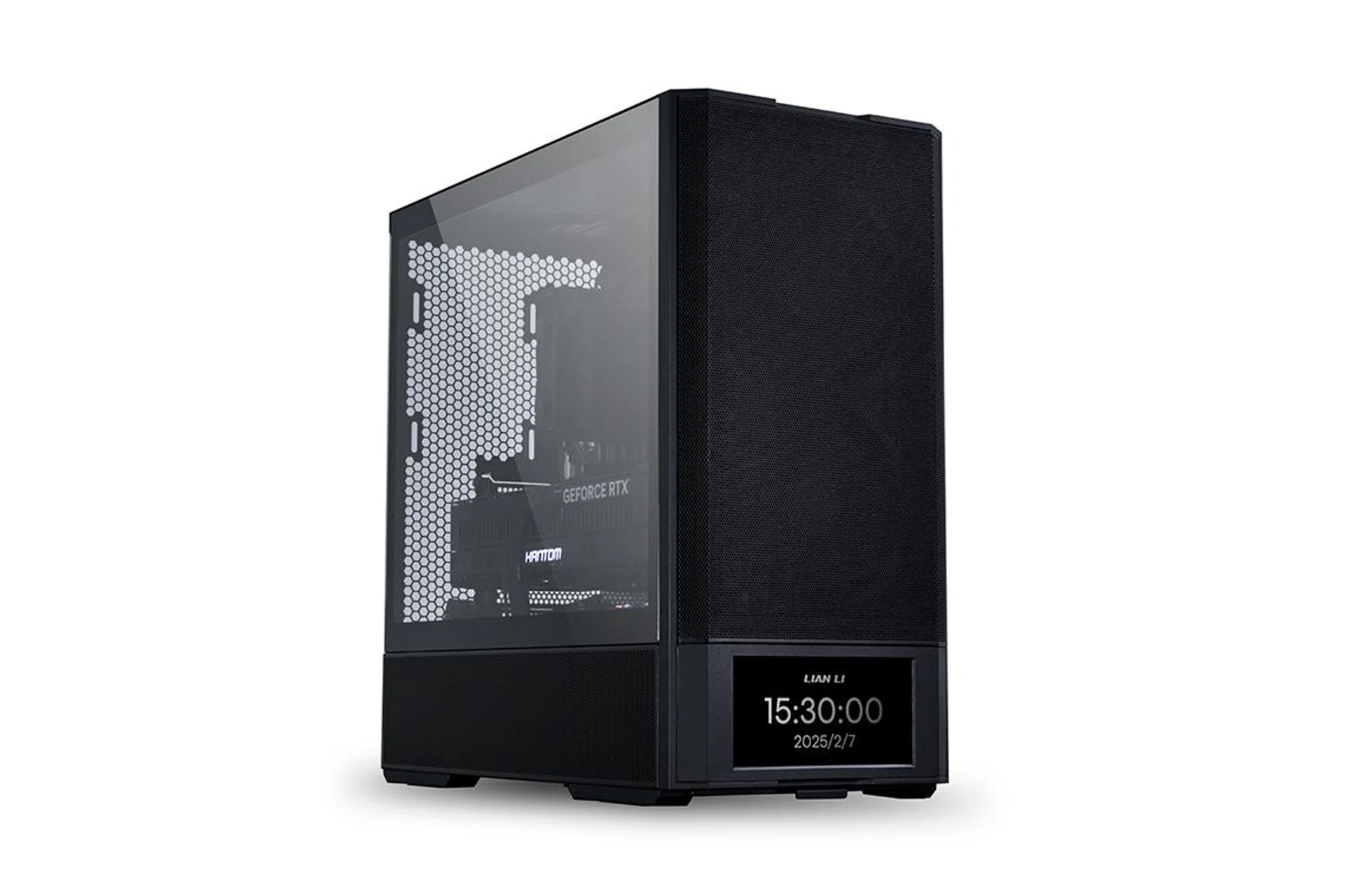Much of the case is based off of the original Lancool 207, except for that 720p screen at the bottom. Photo: Lian Li.
